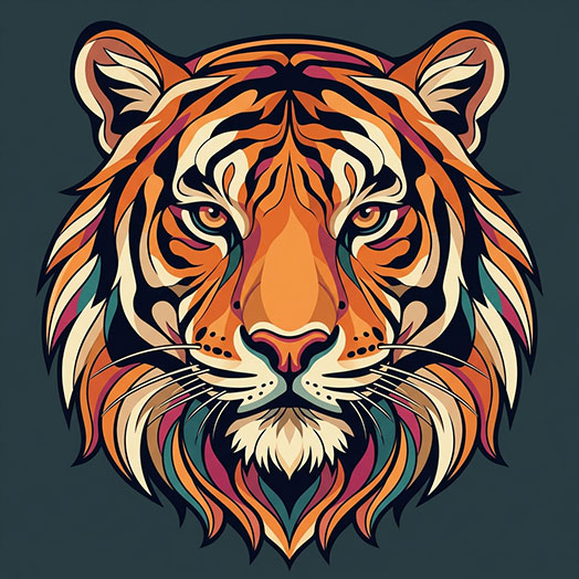 A stylized graphic of the face of Kya, a female orange Bengal tiger. I created the graphic using a photo I took of Kya as the base - and I chose it for my poetry section because 'The Tyger' is one of my favorite poems.